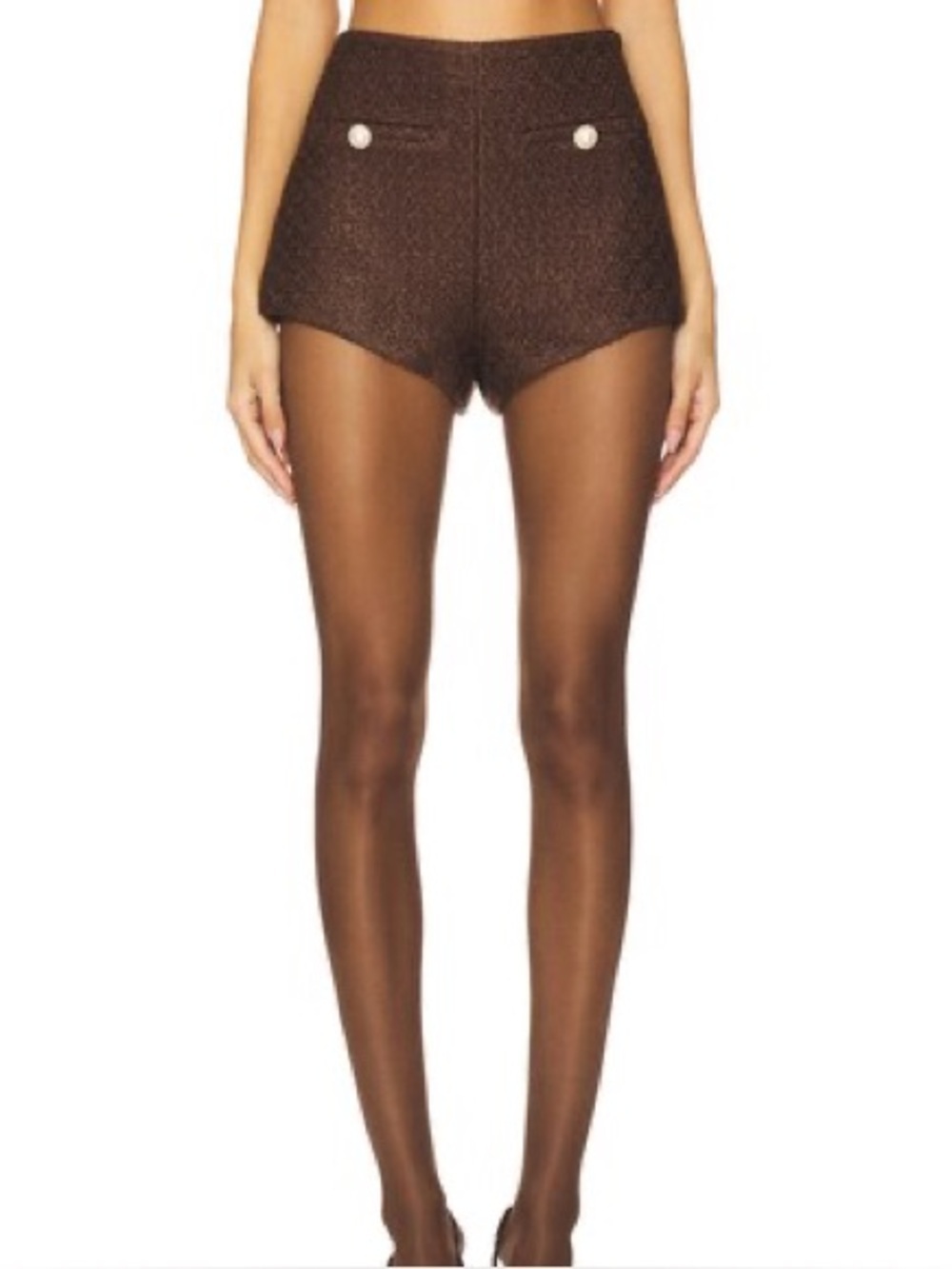 NEW MAJORELLE Riah Hot Shorts Chocolate Brown High-Rise Tweed Mini Shorts Medium - Picture 2 of 11